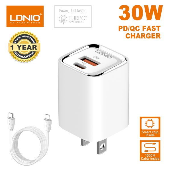 𝐋𝐃𝐍𝐈𝐎 𝟑𝟎𝐖 𝐅𝐚𝐬𝐭 𝐂𝐡𝐚𝐫𝐠𝐞𝐫 𝐰𝐢𝐭𝐡 𝐏𝐃 & 𝐐𝐂 𝐏𝐨𝐫𝐭 -𝐔𝐒 𝐏𝐥𝐮𝐠