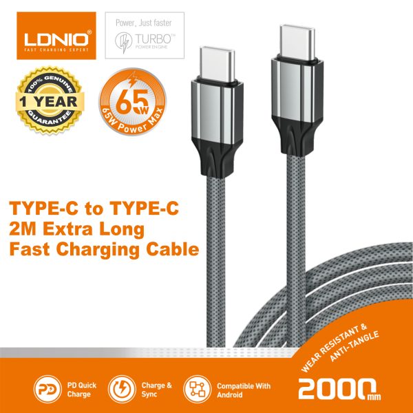 LDNIO LC442C 5A Fast Charging Type C To Type C Data Cable