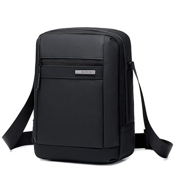 GOLDEN WOLF Sling Bag for Men 3L Small Side Bag for 8.3" iPad & Mobile Lightweight Crossbody Bag Water-resistant Shoulder Bag for Daily Use Messenger Bag for Office, Black