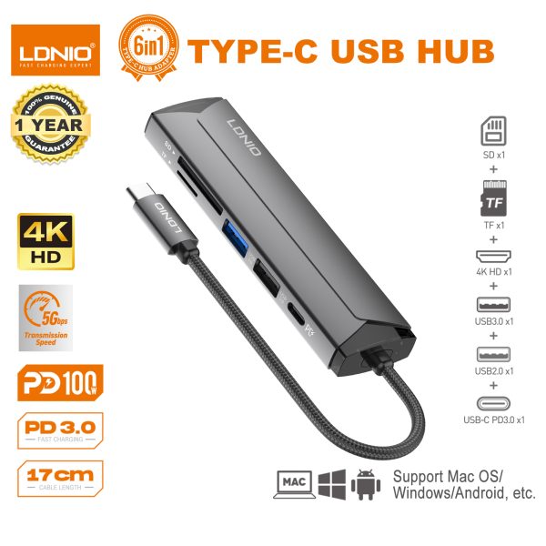 LDNIO DS-56H PD100W 5-in-1 Docking Station Type-c Data Hub
