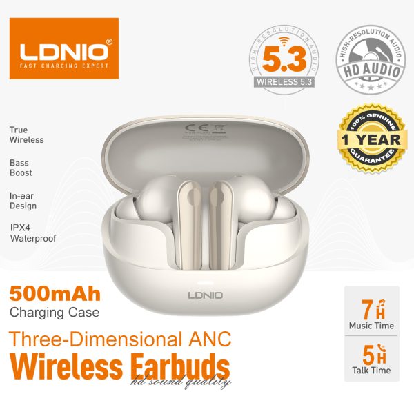 LDNIO T06 Wireless Headset Bluetooth Music Headset Low Latency Gaming Headset Touch Control Stereo Channel Bluetooth 5.3 Long battery life