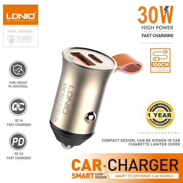 30W ULTRA Mini Zinc Alloy Shell Car Charger C509Q