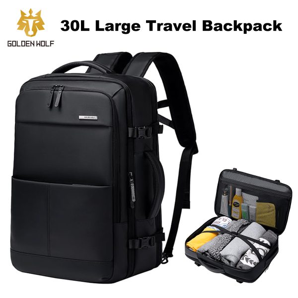 GOLDEN WOLF GB00734 Large Capacity Travel Backpack Handbags for Men and Women with Laptop Compartment Waterproof