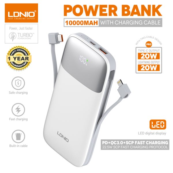 LDNIO PQ19 10000mAh 22.5W Fast Charging Power Bank