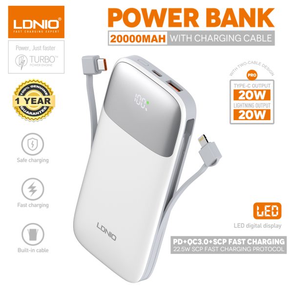 LDNIO PQ20 20000mAh 22.5W Fast Charging Power Bank