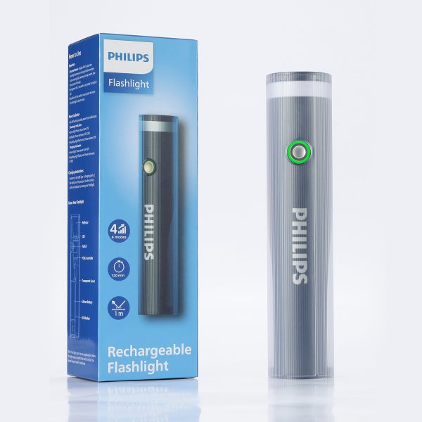 PHILIPS ABS Multi-Functional Rechargeable Flashlight & Portable Light – 400/350Lumens, 400m/150m Beam Range SFL1188