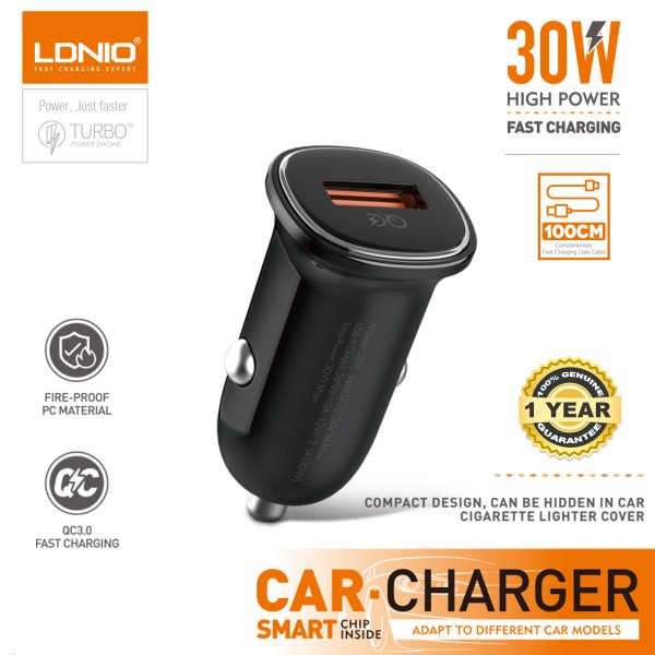 𝗟𝗗𝗡𝗜𝗢 𝟯𝟬𝗪 𝗤𝗖𝟯.𝟬 𝗨𝗦𝗕 𝗙𝗮𝘀𝘁 𝗖𝗮𝗿 𝗖𝗵𝗮𝗿𝗴𝗲𝗿 𝘄𝗶𝘁𝗵 𝗨𝗦𝗕-𝗔 𝘁𝗼 𝗧𝘆𝗽𝗲-𝗖 𝗖𝗮𝗯𝗹𝗲