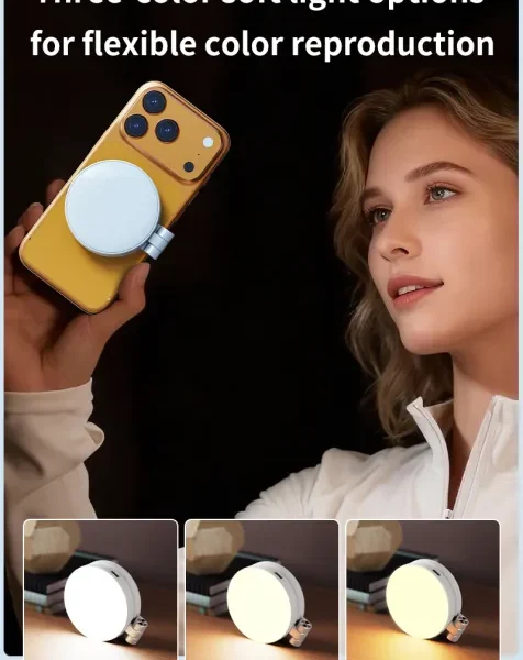 Mobilife Magnetic LED Selfie Light for Mobile, Rechargeable Portable Fill Light for Video Call, Live Streaming & Content Creation