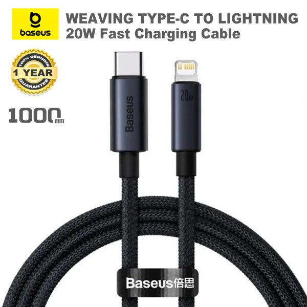 Baseus Minimalist USB-C to Lightning Fast Heavy Duty Braided Charging Cable – PD 20Watt - 1meter