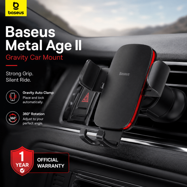 Baseus Metal Age II Gravity Car Mount Air Vent Phone Holder – Black