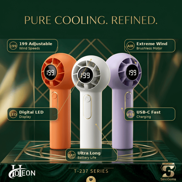 Hoteon T237 Portable mini Turbo Handheld Fan- Brushless Motor