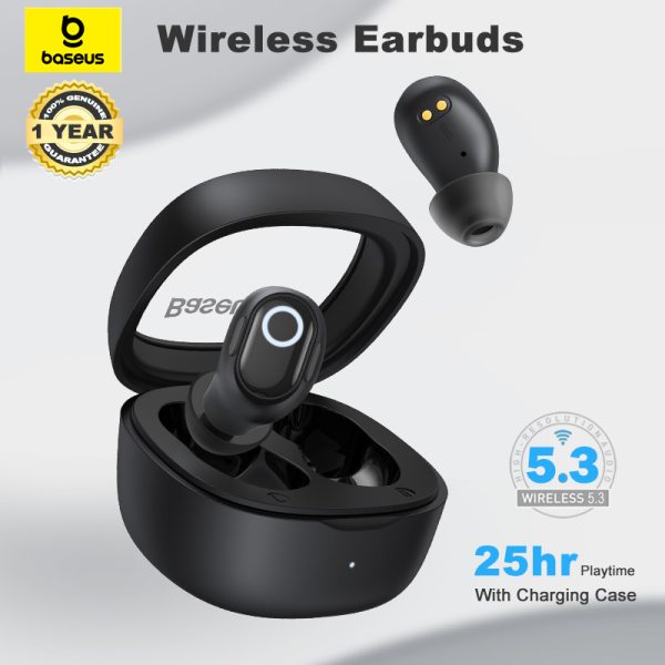 Baseus Bowie WM02 Wireless Earbuds – 108° Comfort Fit, Hi-Fi Sound & Bluetooth 5.3