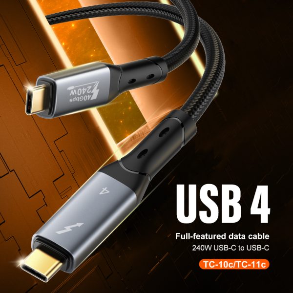 LDNIO 240W USB-C to USB-C Fast Charging Cable, 40Gbps Data Transfer, 8K@60Hz Video, Thunderbolt 3/4 Compatible – 1M