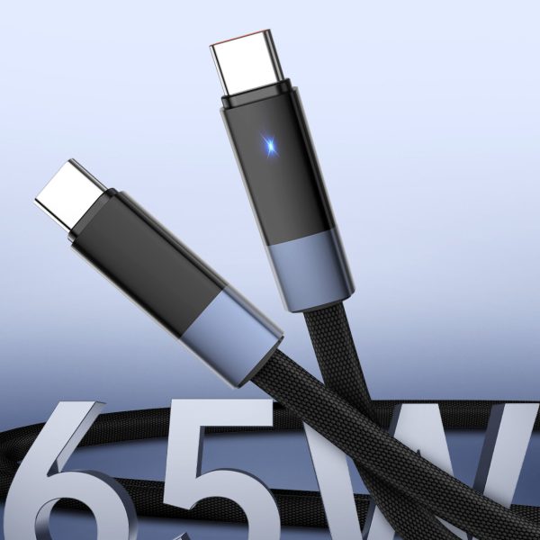 LDNIO 65W USB-C to USB-C Flat Woven Fast Charging Cable – 6.6 Ft (2M)