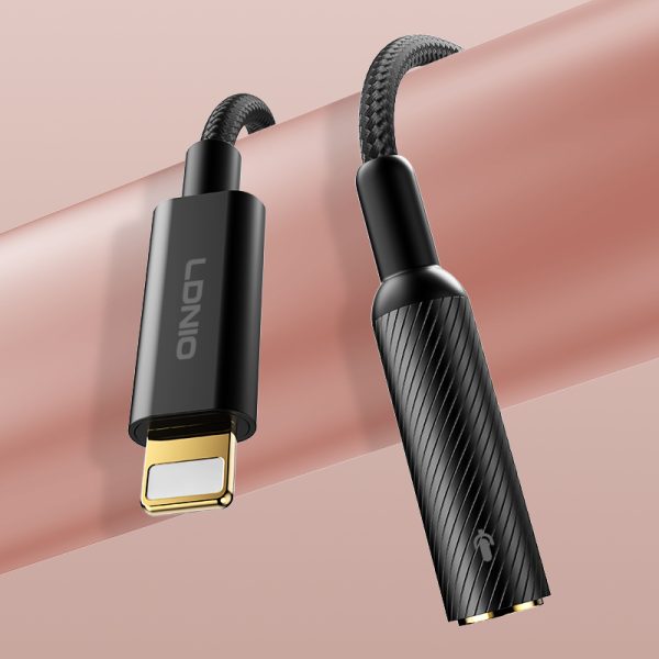 LDNIO Lightning to 3.5mm Stereo Audio Adapter, 130mm High-Density Braided Audio Converter
