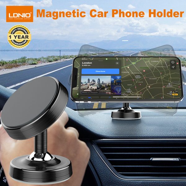 LDNIO Magnetic Car Phone Holder, 3M Strong Adhesive, 360° Rotatable Dashboard Mount