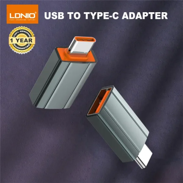 LDNIO OTG USB to Type-C Adapter Converter, Aluminum Alloy USB-A to USB-C OTG Adapter